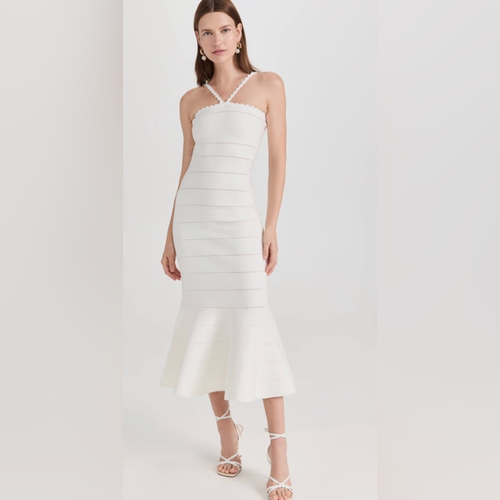 Victoria Beckham Scalloped-strap Flare Midi Dress